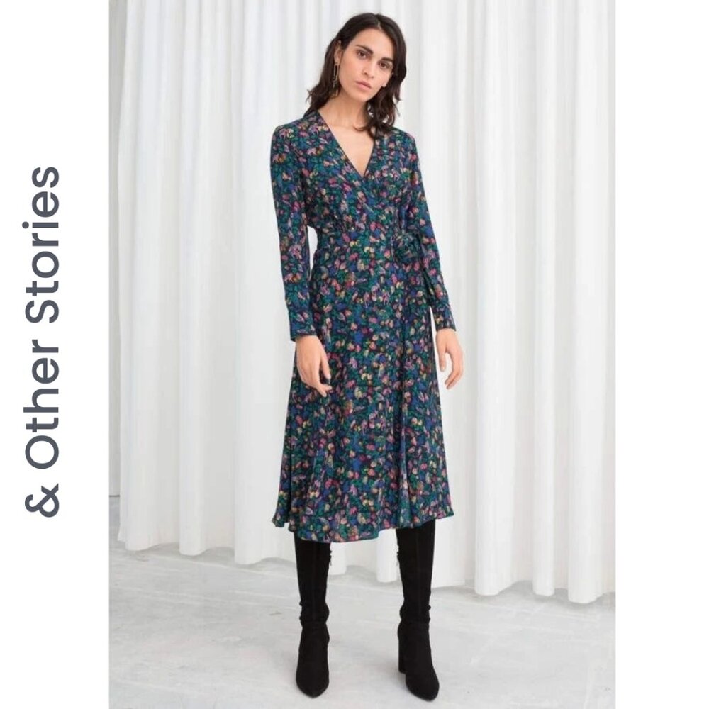 & Other Stories I  Tropical Jungle Animal Print Wrap Dress I Size EUR 38, US 6